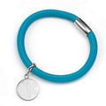 Turquoise Lamb Leather White Medical Silver Charm Bracelet
